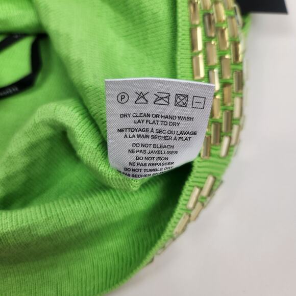 Retrofete Koko Mini Skirt in Lime Punch Size XS NWOT Mini Beaded - Picture 8 of 8